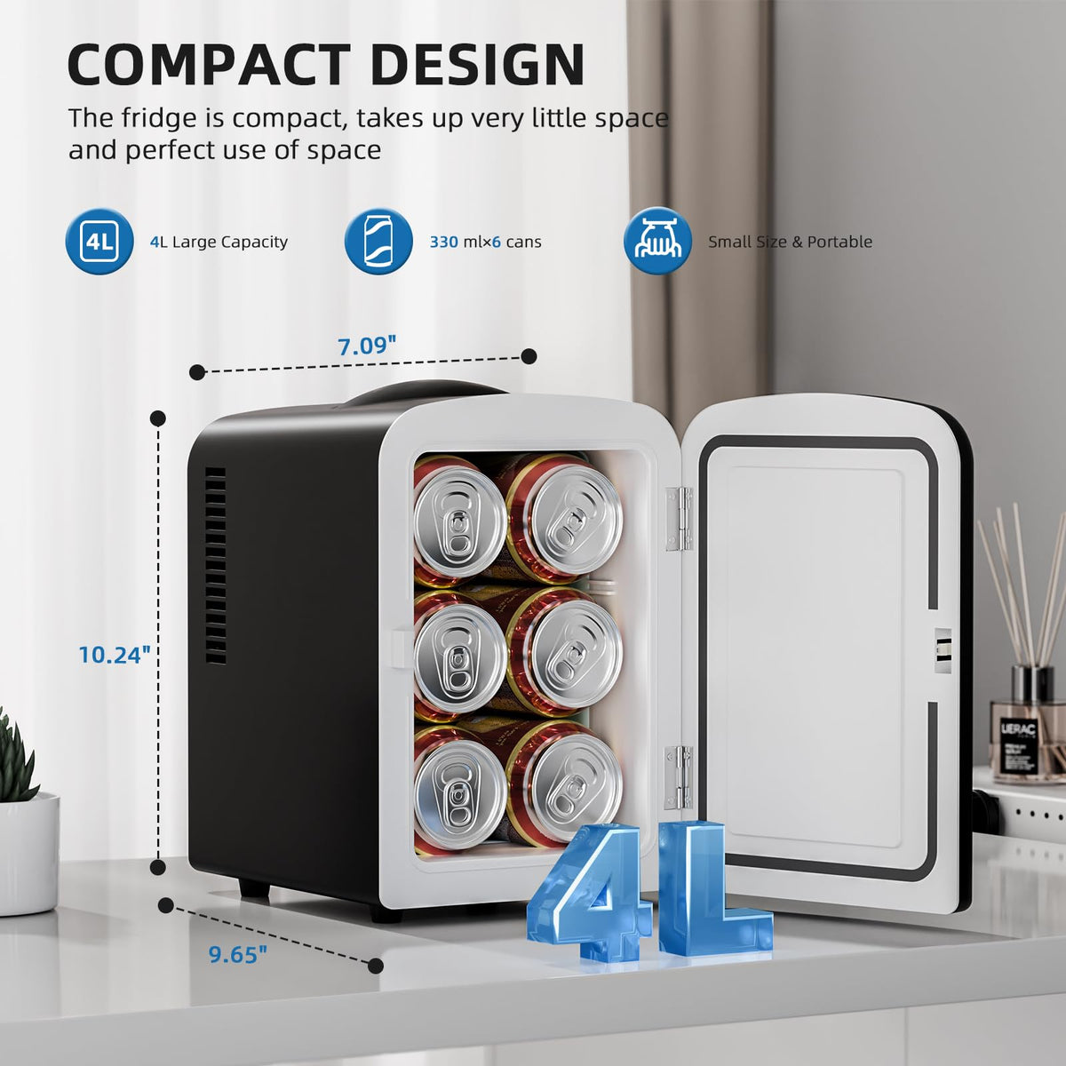 Compact Mini Fridge 4L Black O3640