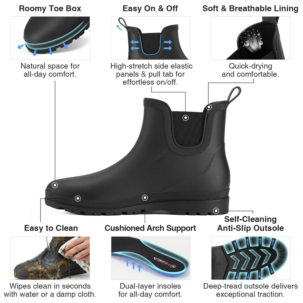 Men's Waterproof Lightweight Ankle Rain Boots U3033