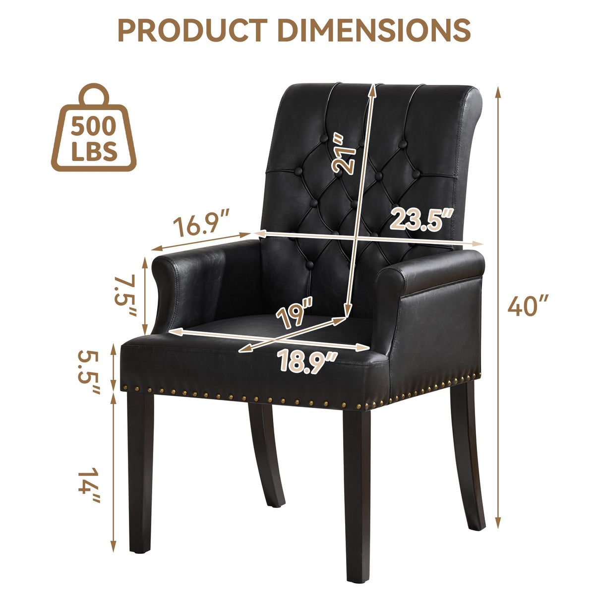Black PU Leather Dining Chair with Arms W629