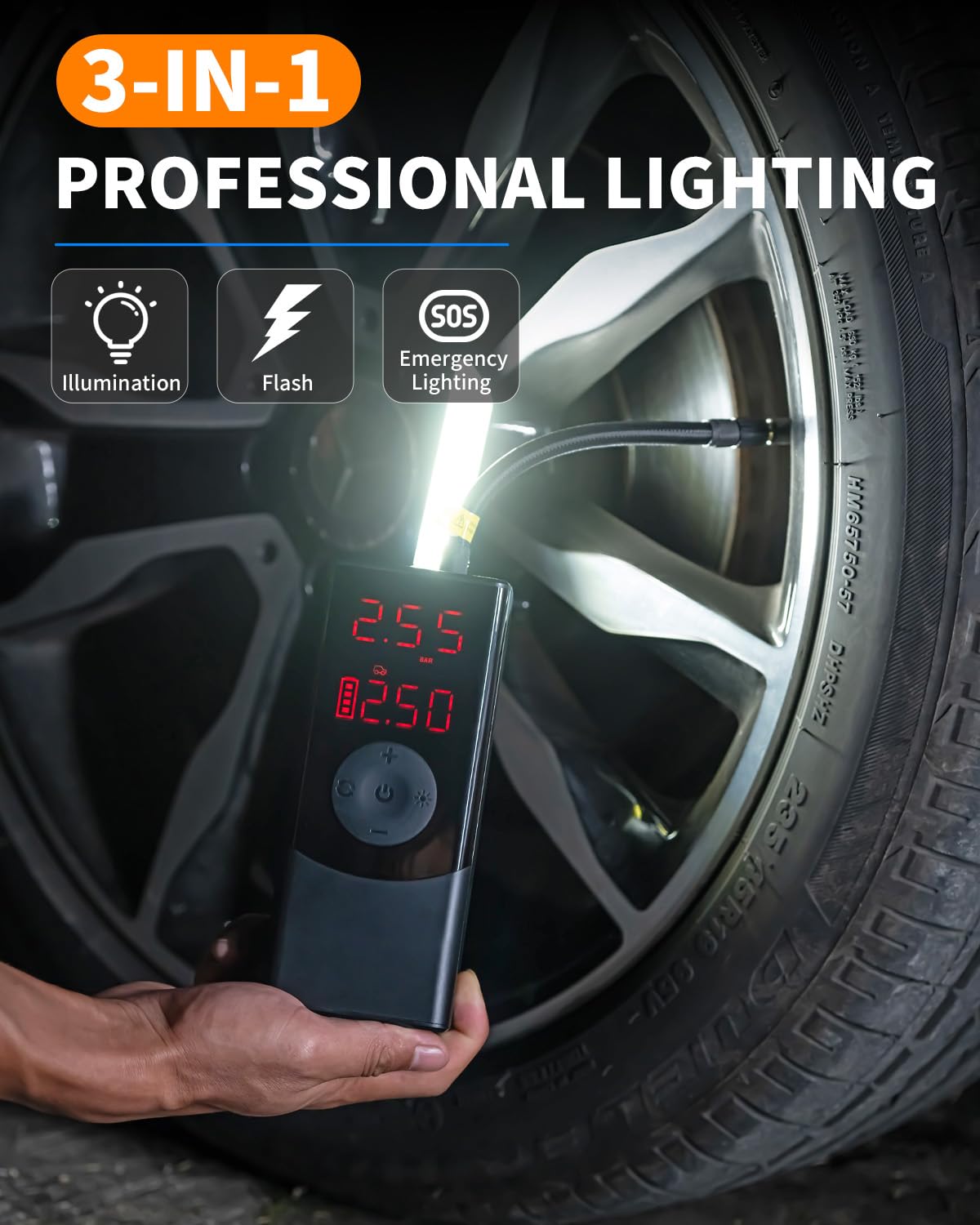 Portable Air Compressor 150 PSI with LED Light U9376