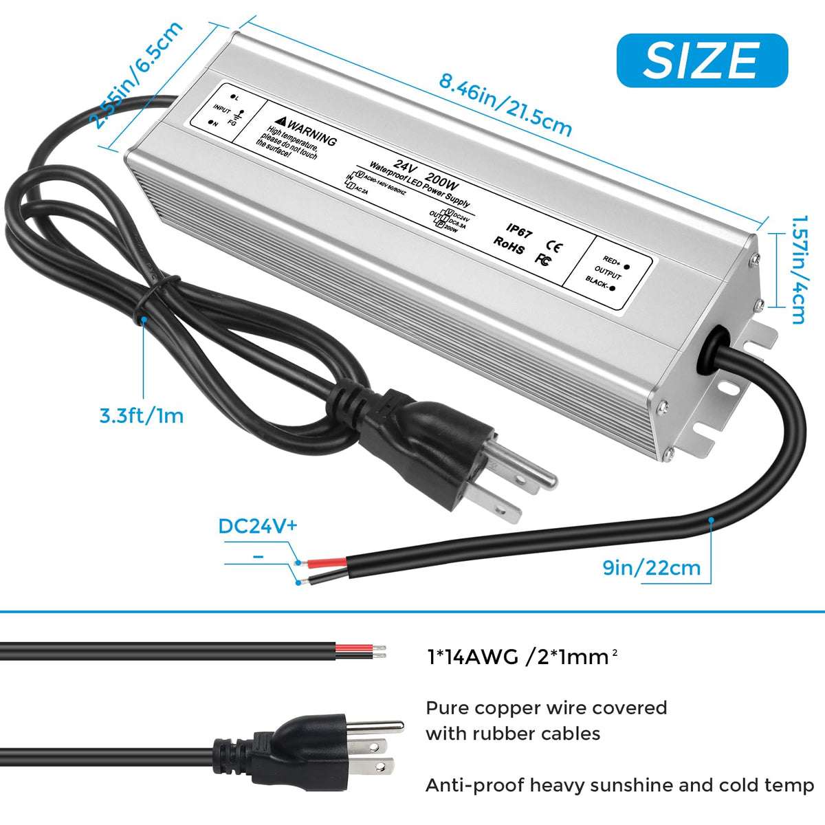 24V 200W IP67 Waterproof LED Power Supply G36230