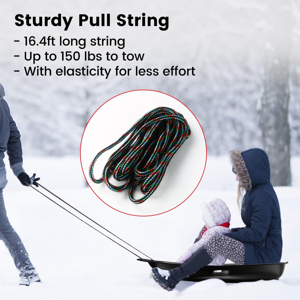 Cold-Resistant Plastic Toboggan Sled with Pull Rope D508