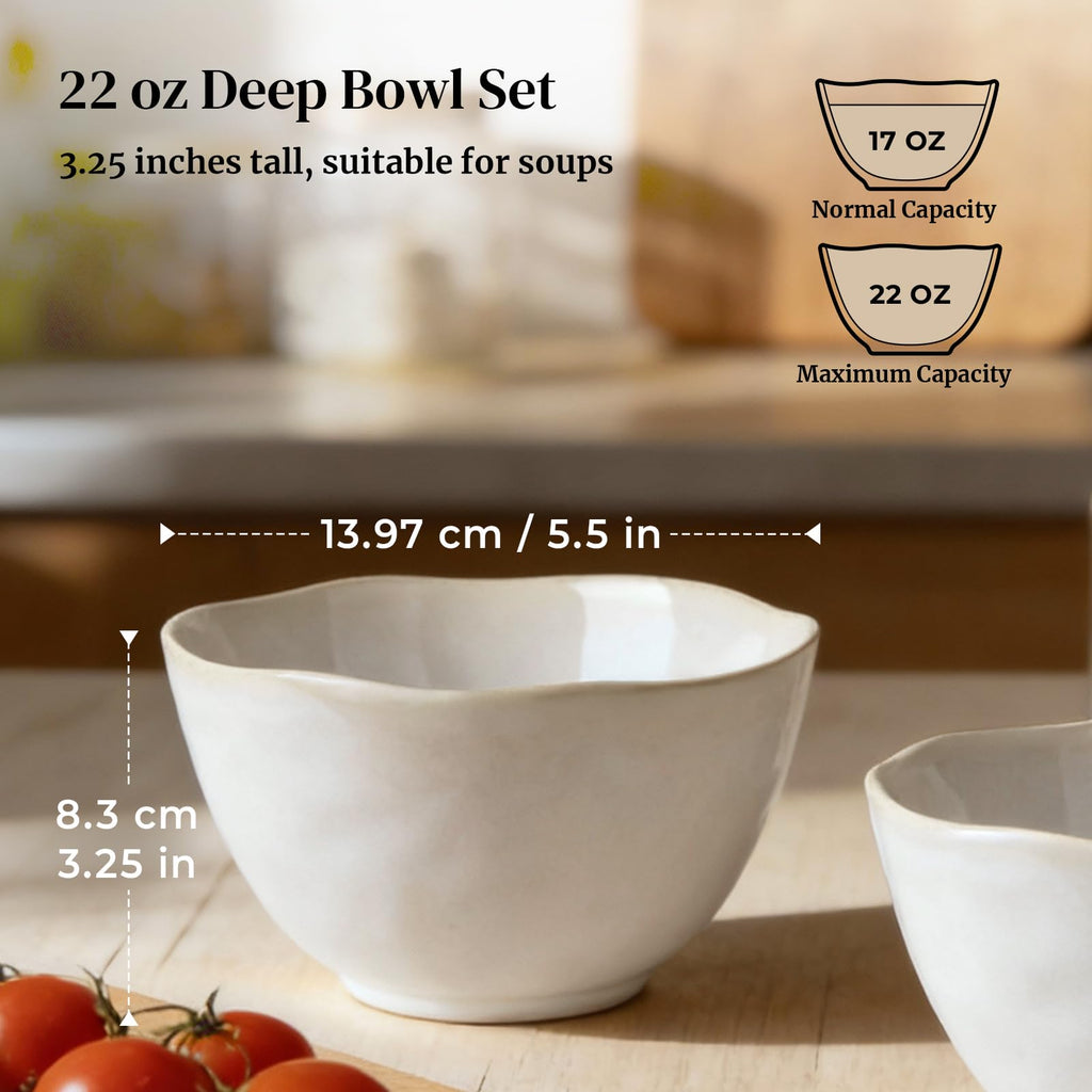 22 oz Cereal Bowls Set of 4 and 8.5" Pasta Bowls Set of 4 O4651