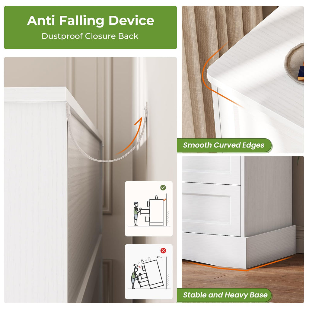 White 9 Drawer Wood Dresser with Charging Station I6550