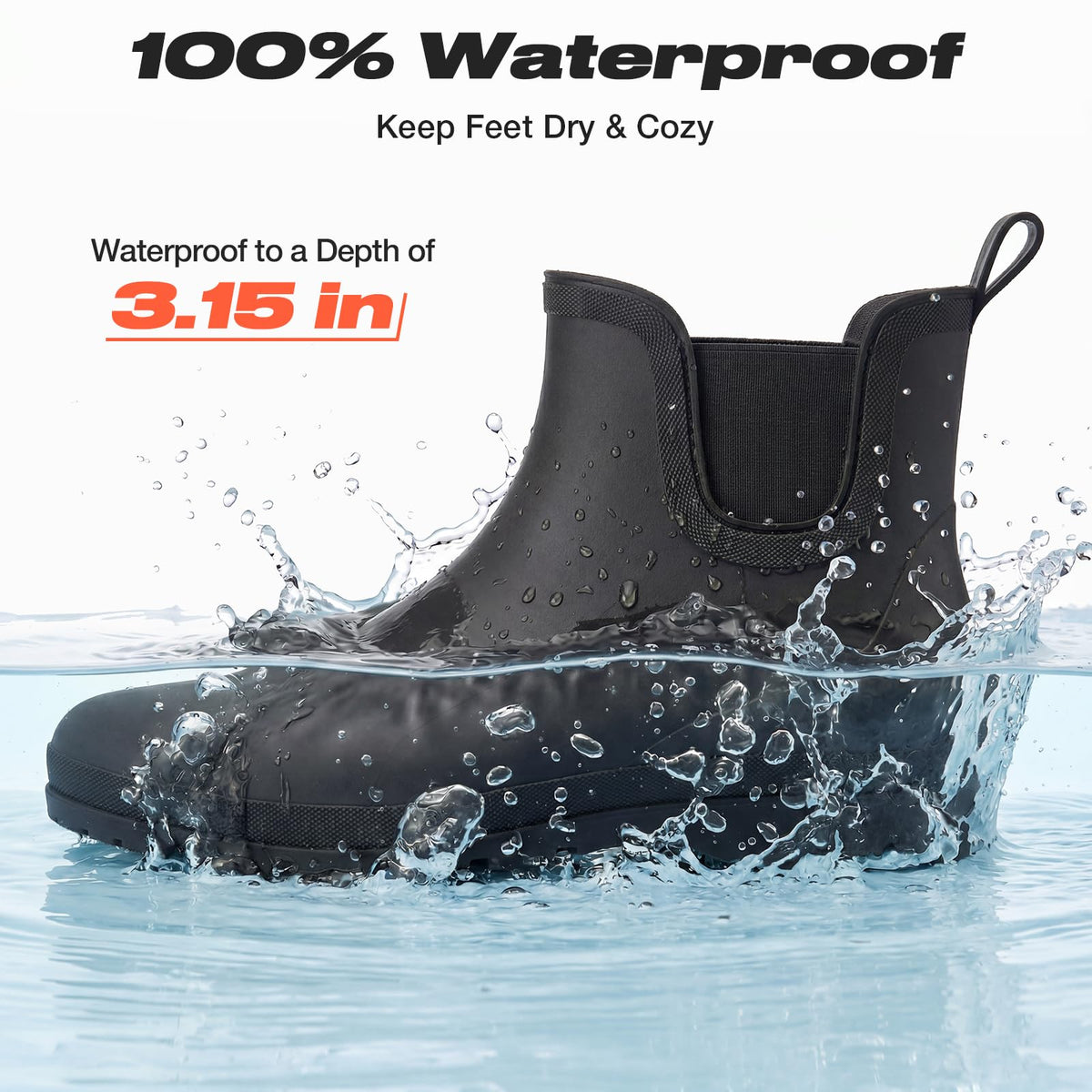 Men's Waterproof Lightweight Ankle Rain Boots U3033