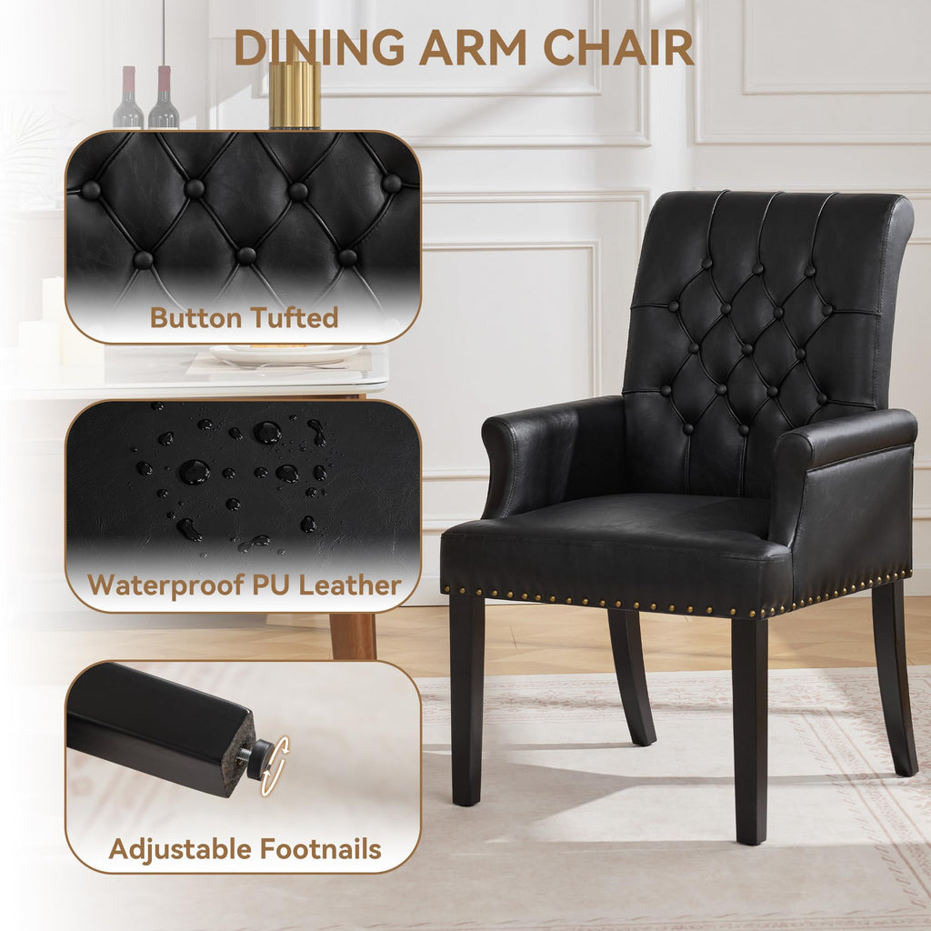 Black PU Leather Dining Chair with Arms W629
