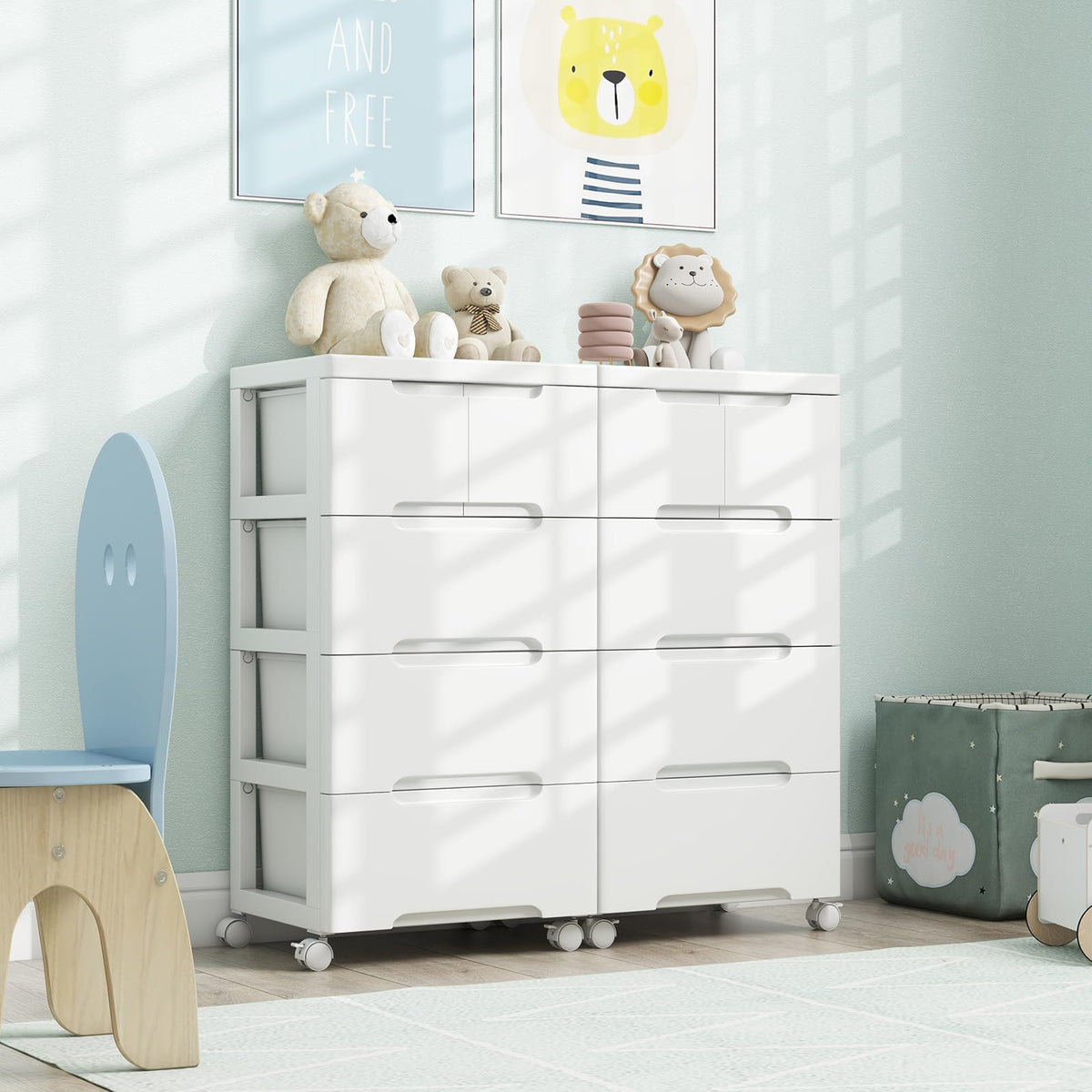 White 5 Drawer Rolling Plastic Storage Cart C691819