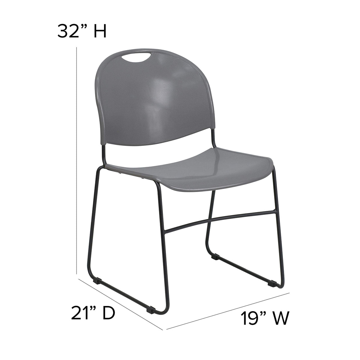 Gray 4 Pack Stack Chair with Black Frame J745