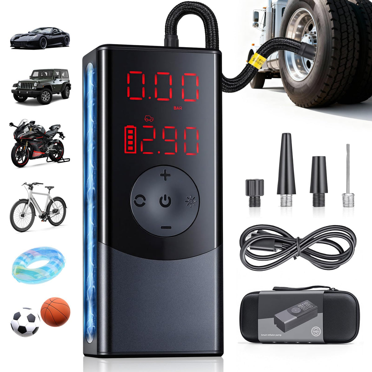 Portable Air Compressor 150 PSI with LED Light U9376