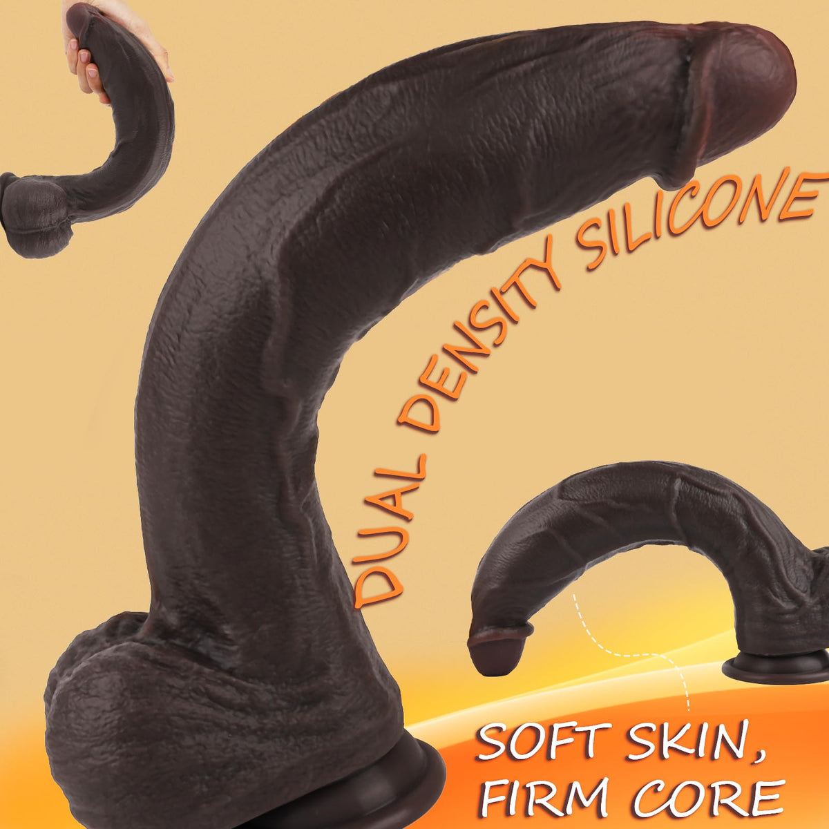 11.6 Inch Black Silicone Dildo M639938