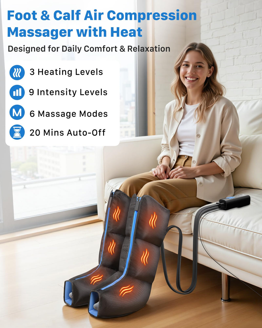 Air Compression Leg Massager with Heat C5603