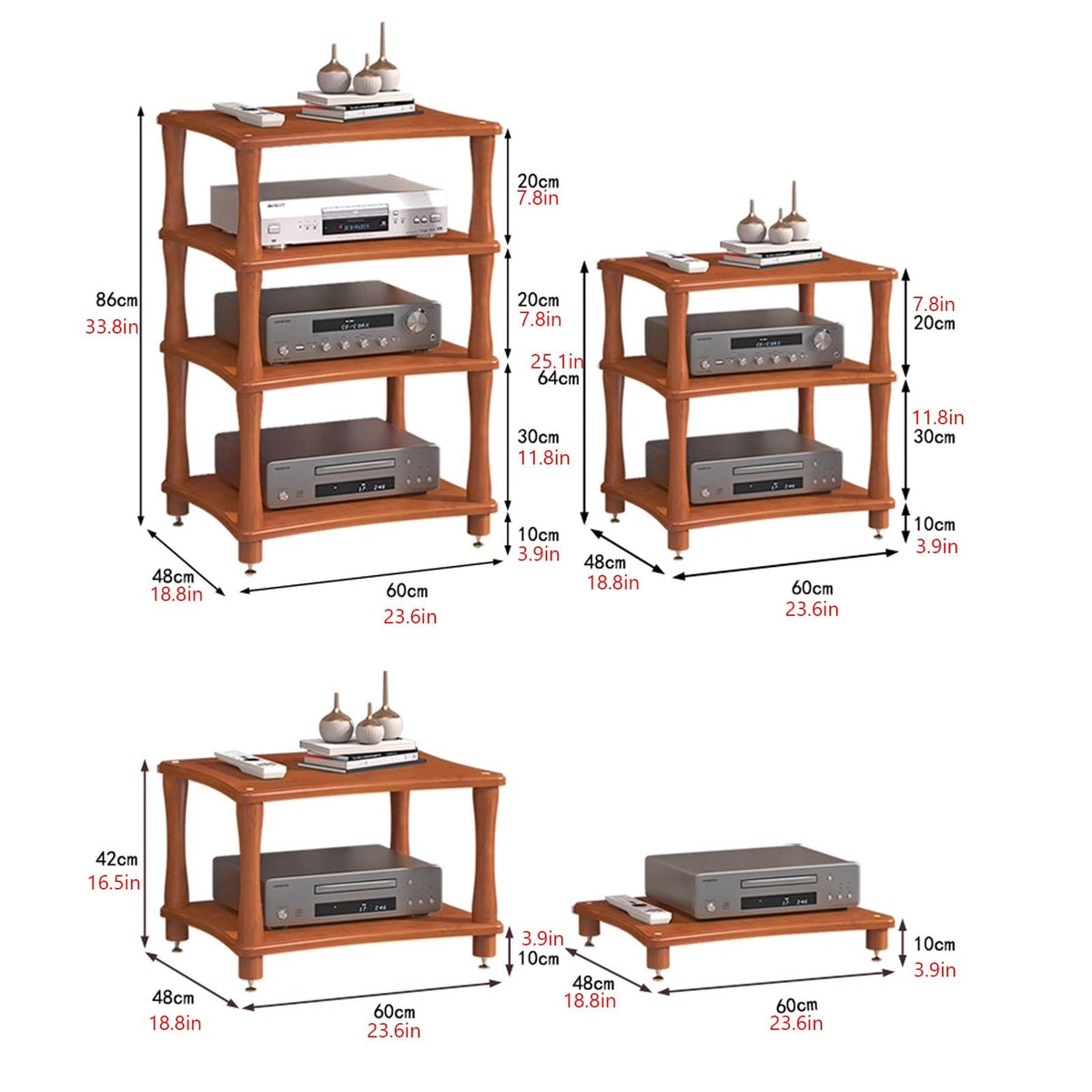 Brown 3 Tier Solid Wood Media Stand J44938