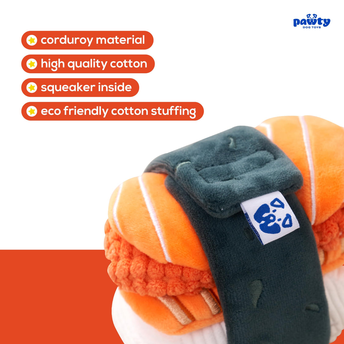 Plush Squeaky 3-Piece Sushi Dog Toy Z605036