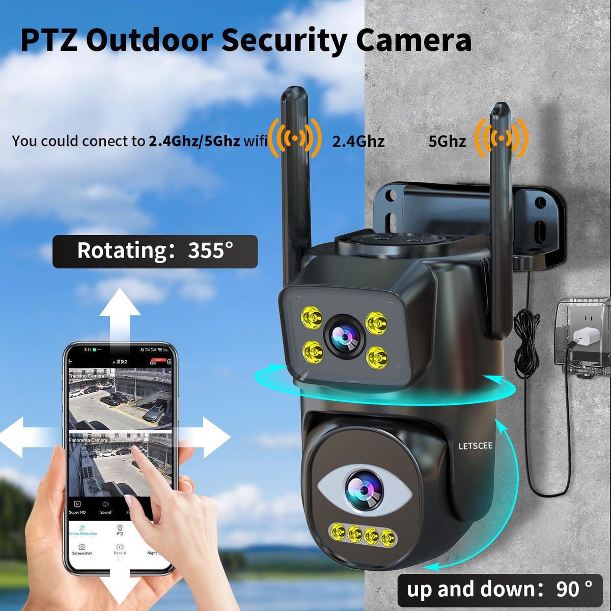 Dual Lens WiFi Security Camera Outdoor A131