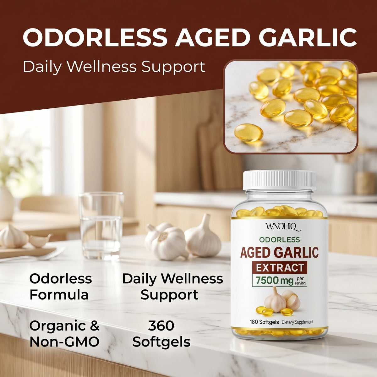 Aged Garlic Extract 360 Softgels Organic Non-GMO Gluten-Free H40703