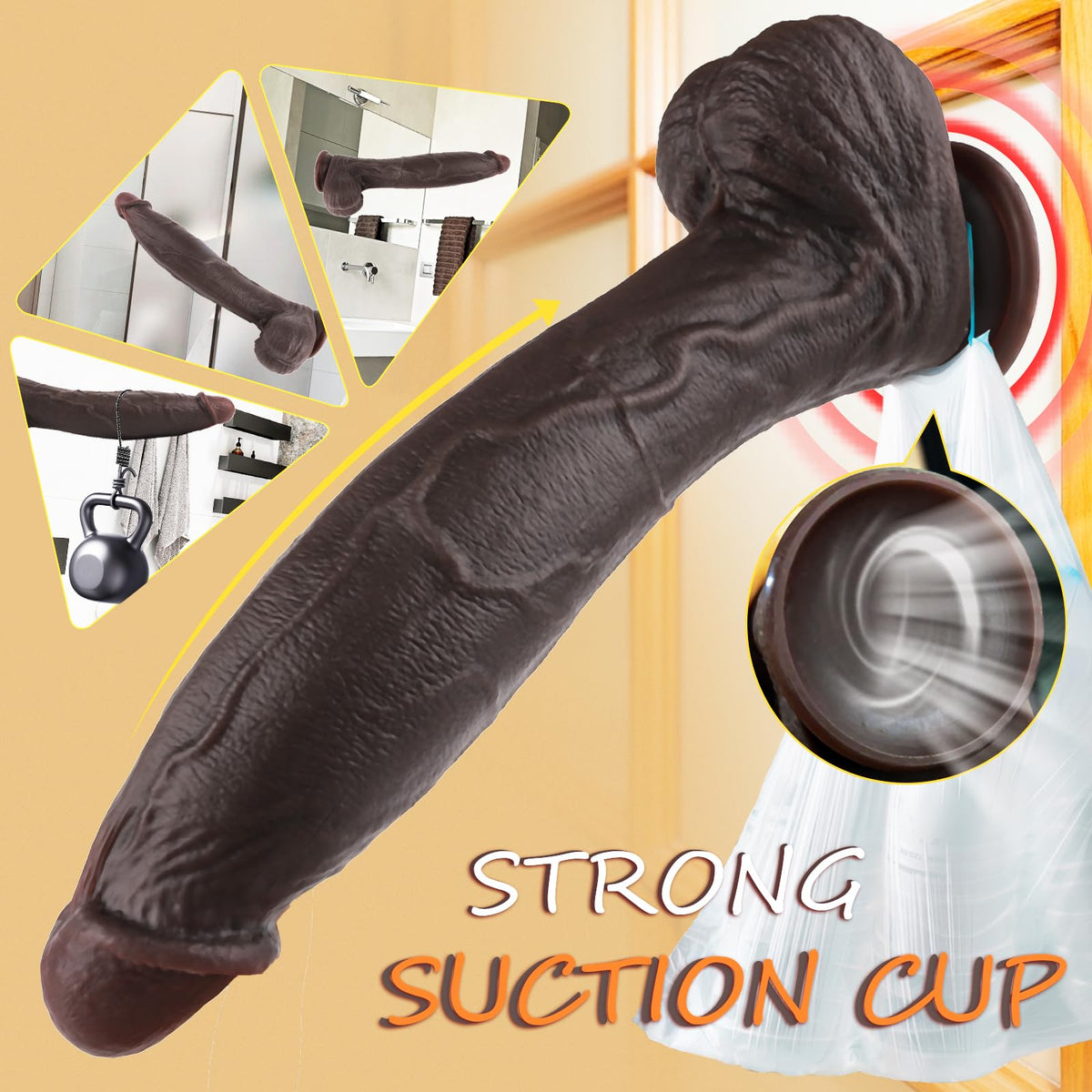 11.6 Inch Black Silicone Dildo M639938