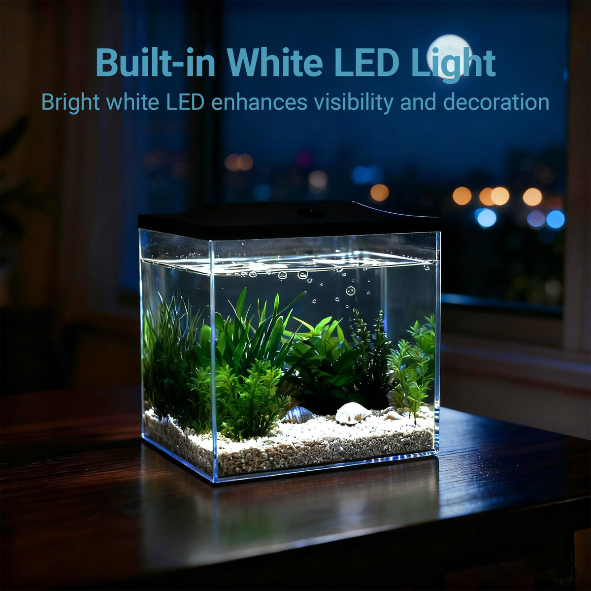 0.8-Gallon Small Plastic Fish Tank with LED Lighting K480