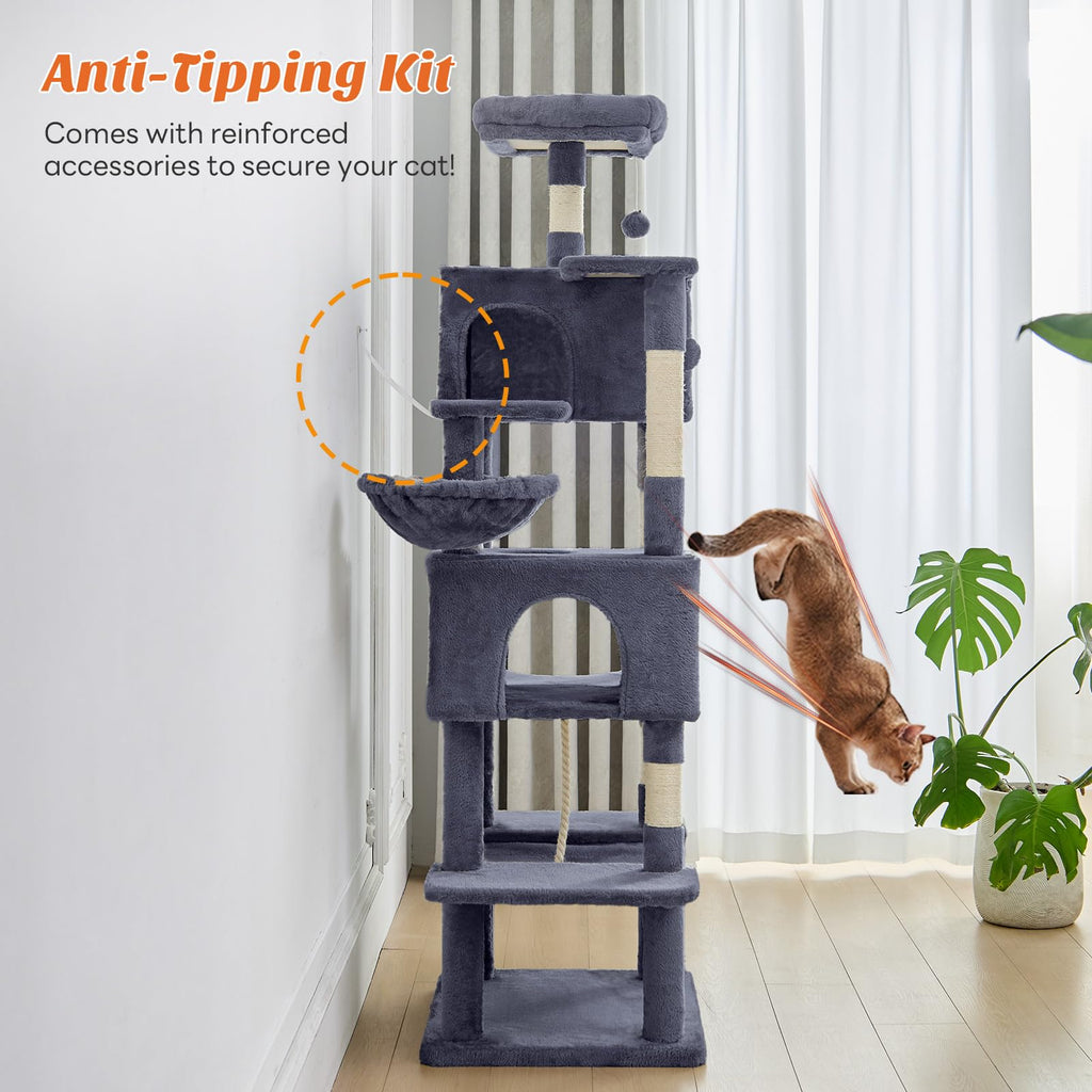 66 Inch Cat Tree Tower with Scratching Posts G61706