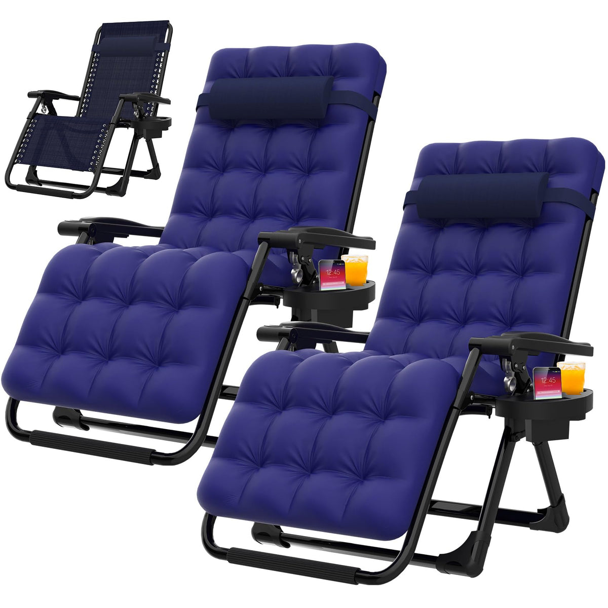 Zero Gravity Reclining Camping Chair Set of 2 with Cushion L2233