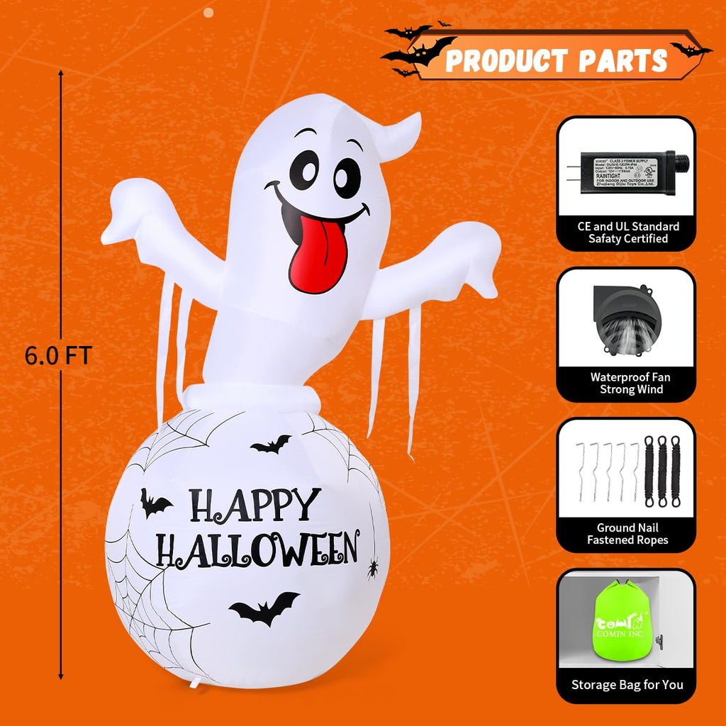 6FT Halloween Inflatables Ghost Yard Decor Q711447