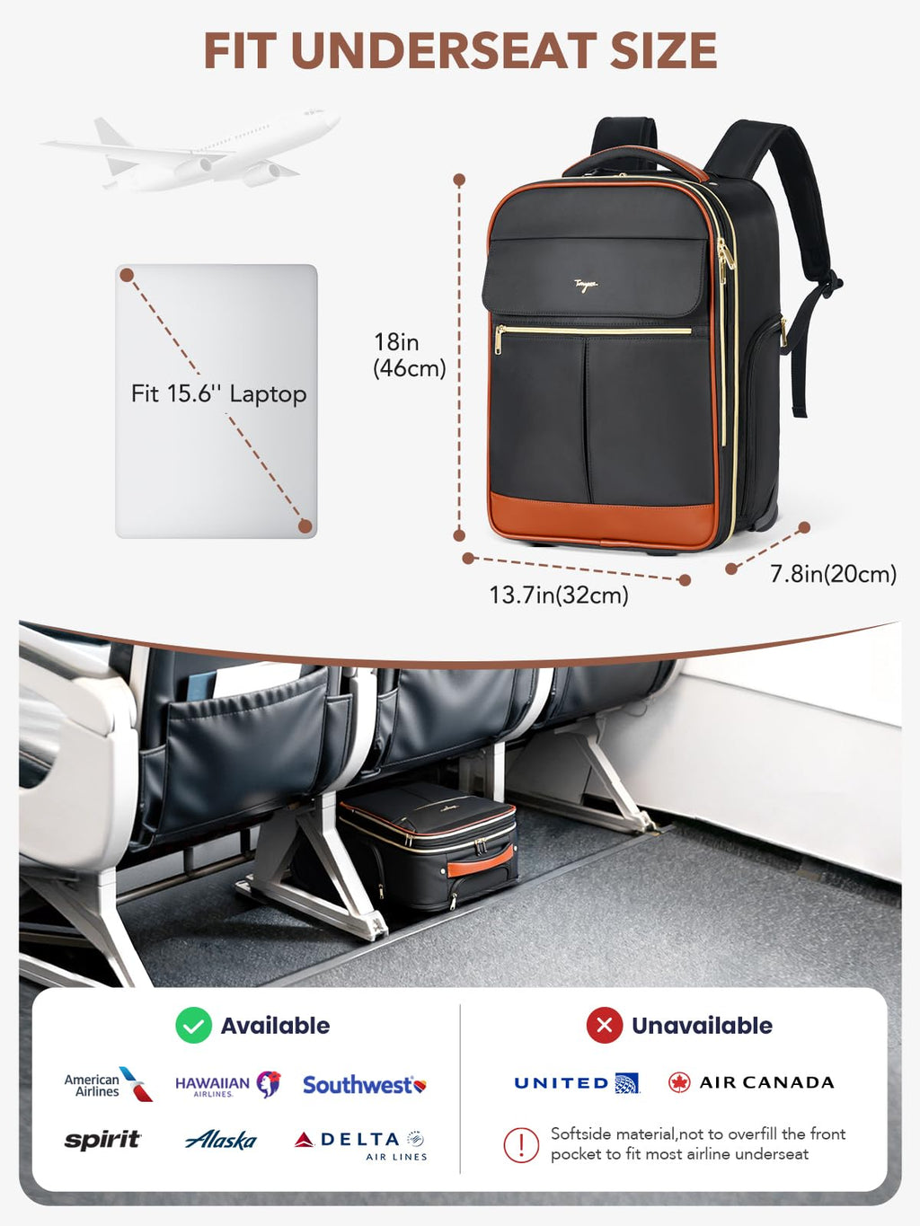 Rolling Large Travel Backpack with Wheels H7715