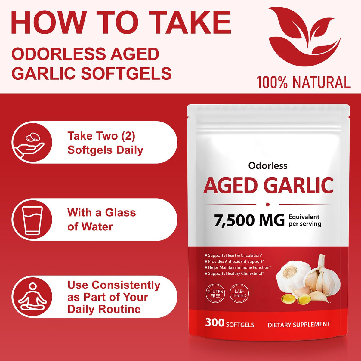 Odorless Garlic Supplement 300 Softgels U512