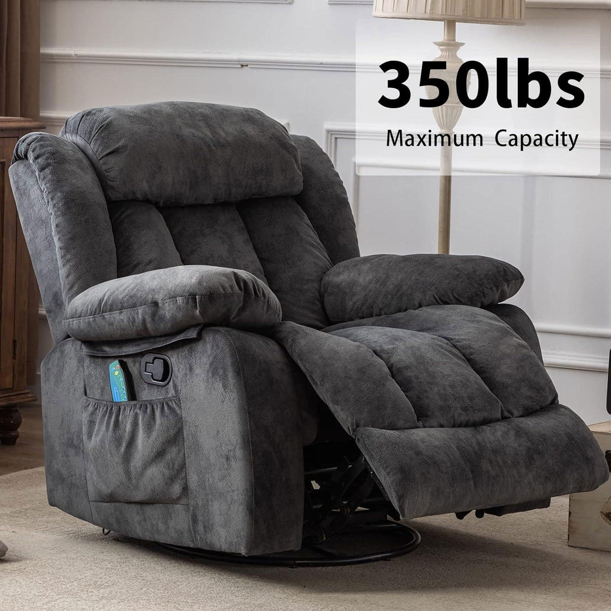 Gray Massage Swivel Rocker Recliner Chair K1729