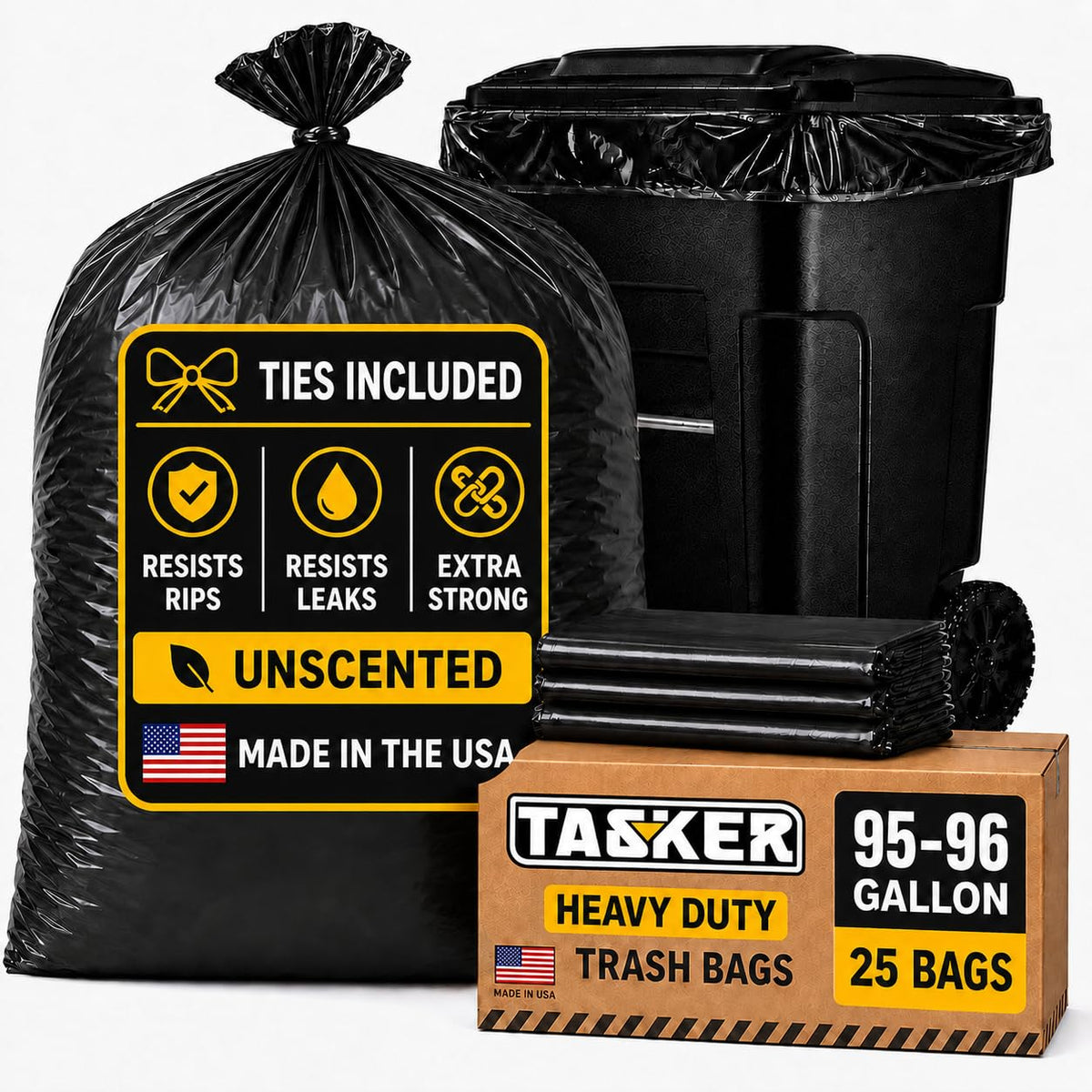 95 Gallon 2 Mil Heavy Duty Trash Bags 25 Count K9500