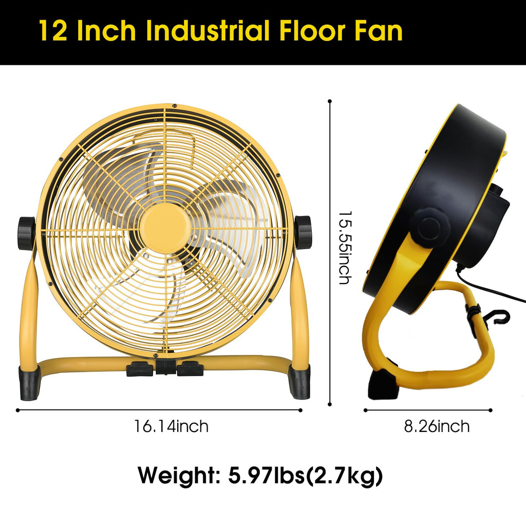 12 Inch High Velocity Metal Floor Fan K931