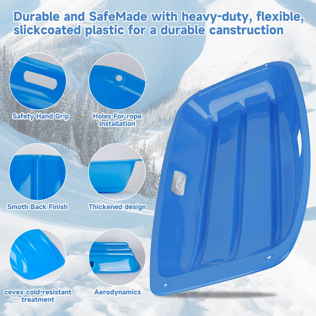 35 inch Plastic Snow Sled with Leash H758