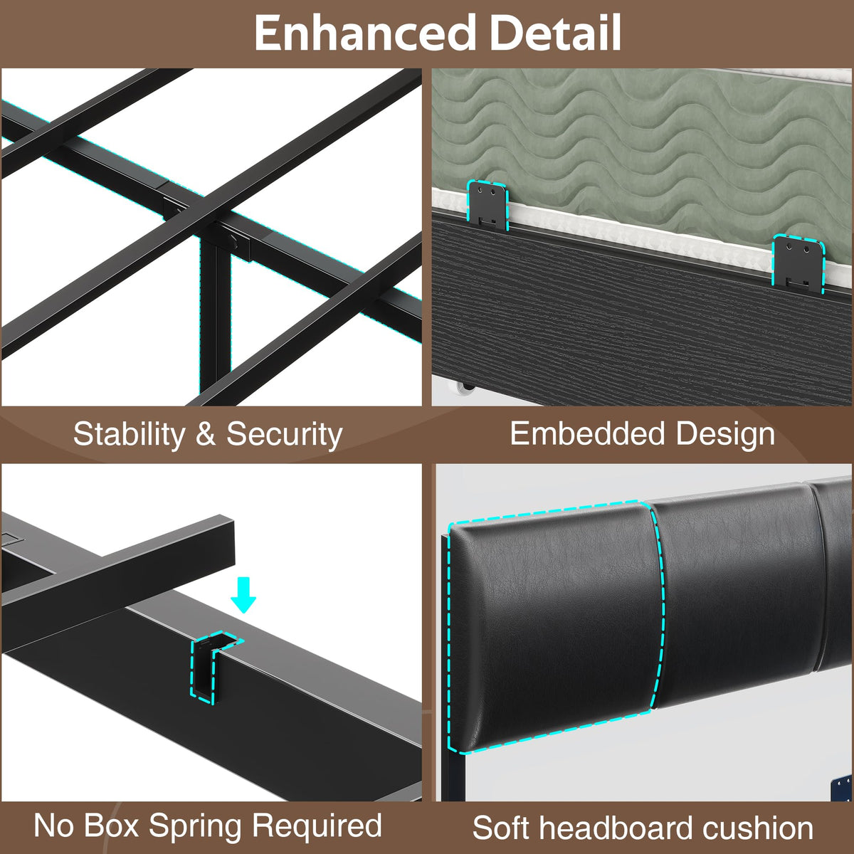 Black Corner Bed Frame Full with Storage and Desk N7111