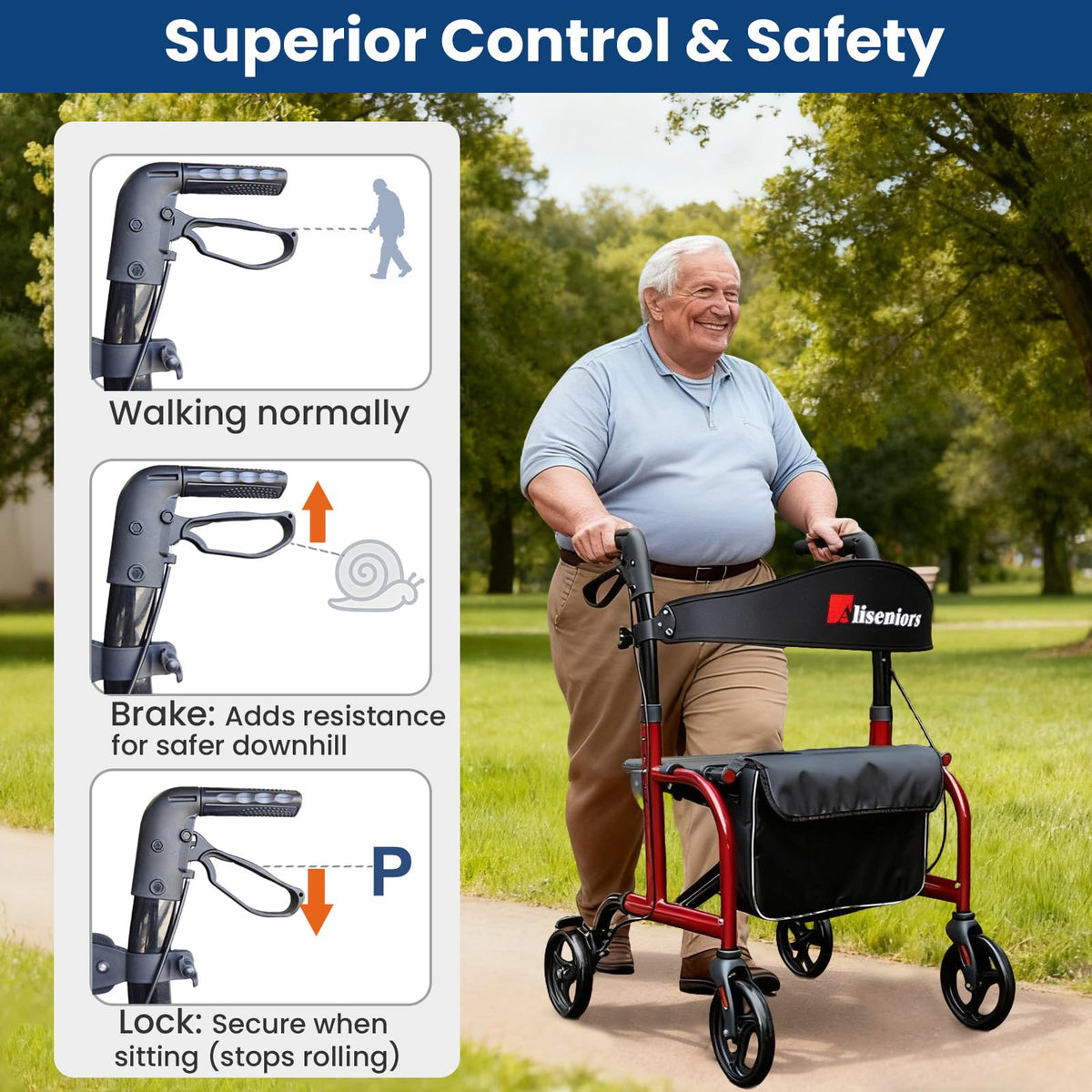 Bariatric Rollator Walker with Wide Seat Q696379