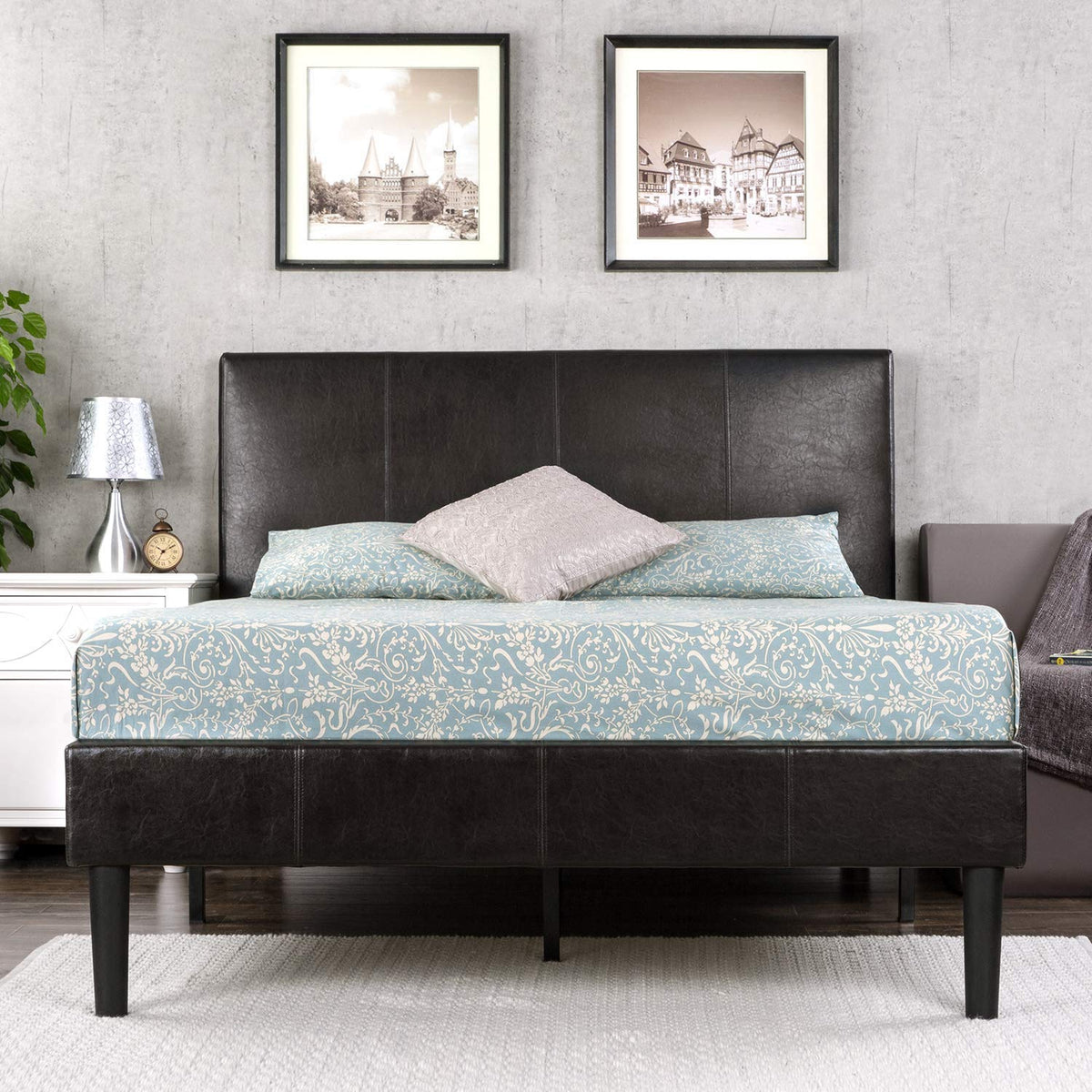 Faux Leather Upholstered Platform Bed Frame California King C786361
