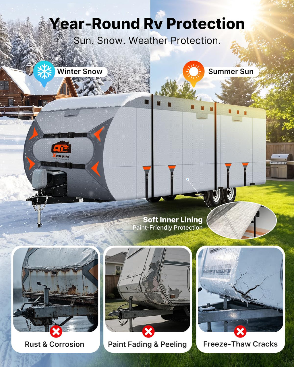 14-16FT Heavy Duty Rip-Stop RV Cover with Storage Bag F398