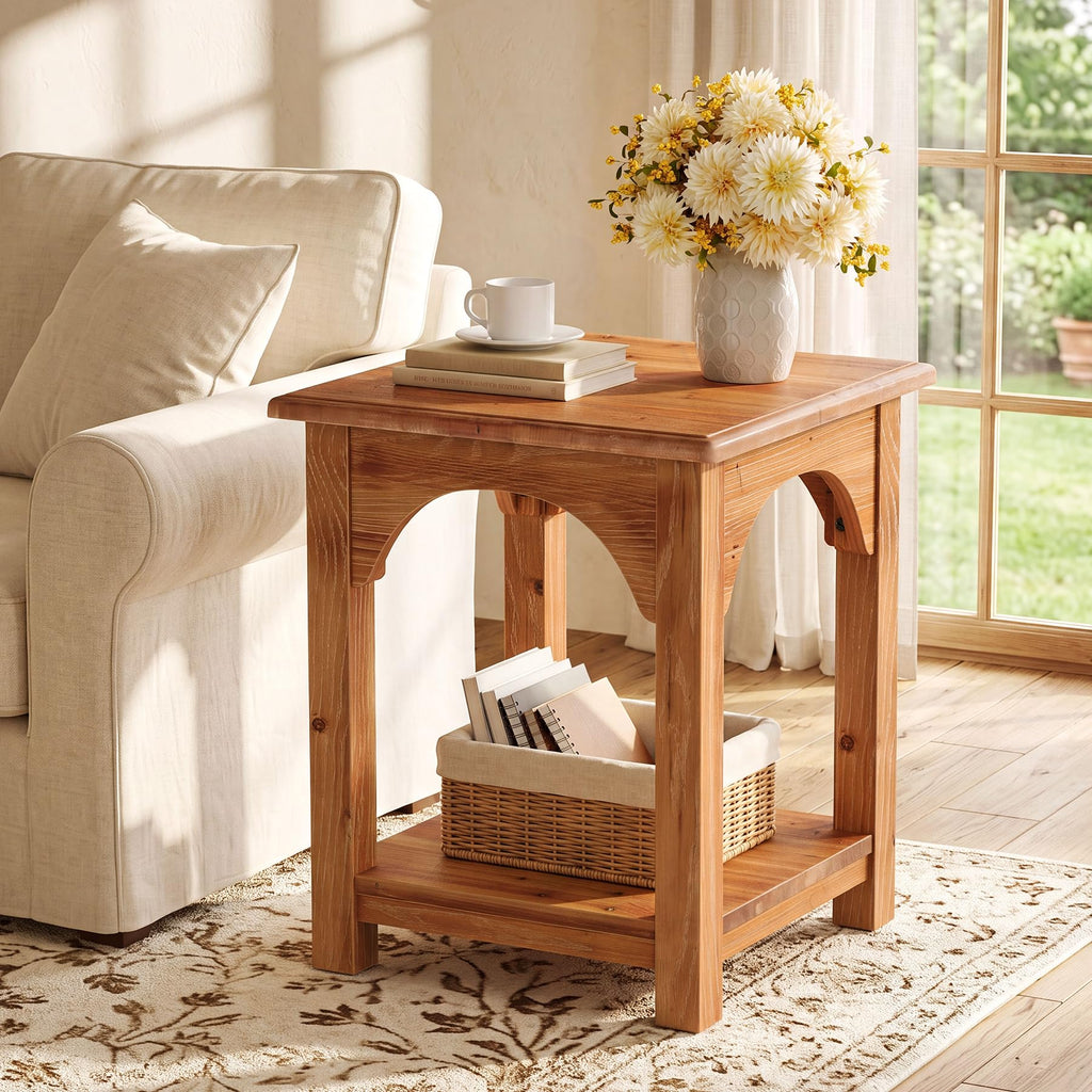 Set of 2 Solid Wood 2-Tier Side Table S958827