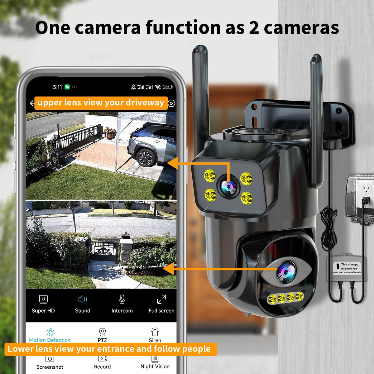 Dual Lens WiFi Security Camera Outdoor A131