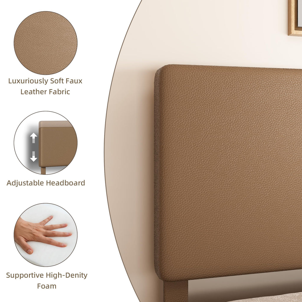 Minimalist Leather Bed Frame with Adjustable Headboard H420