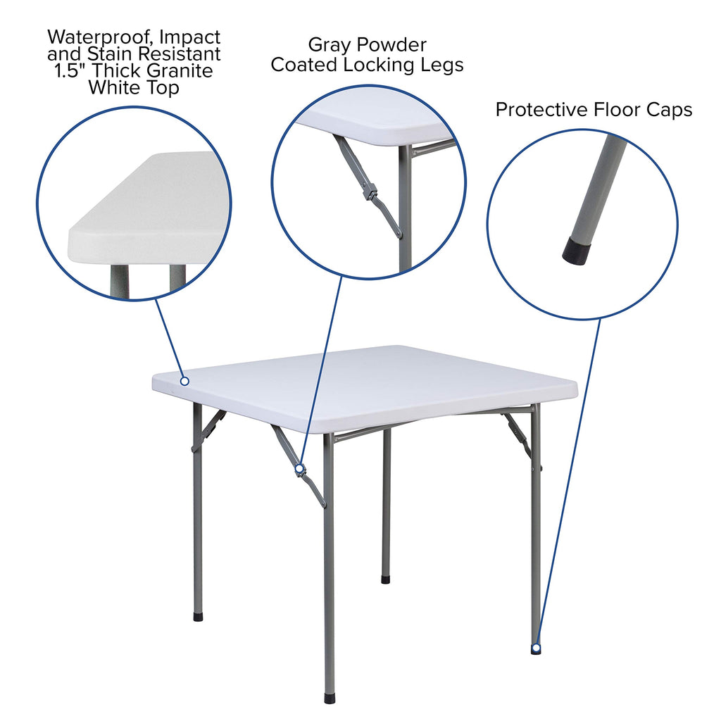 Square Granite White Plastic Game Table O8134
