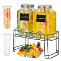 1 Gallon Glass Drink Dispenser with Stand, 2 Pack W33131