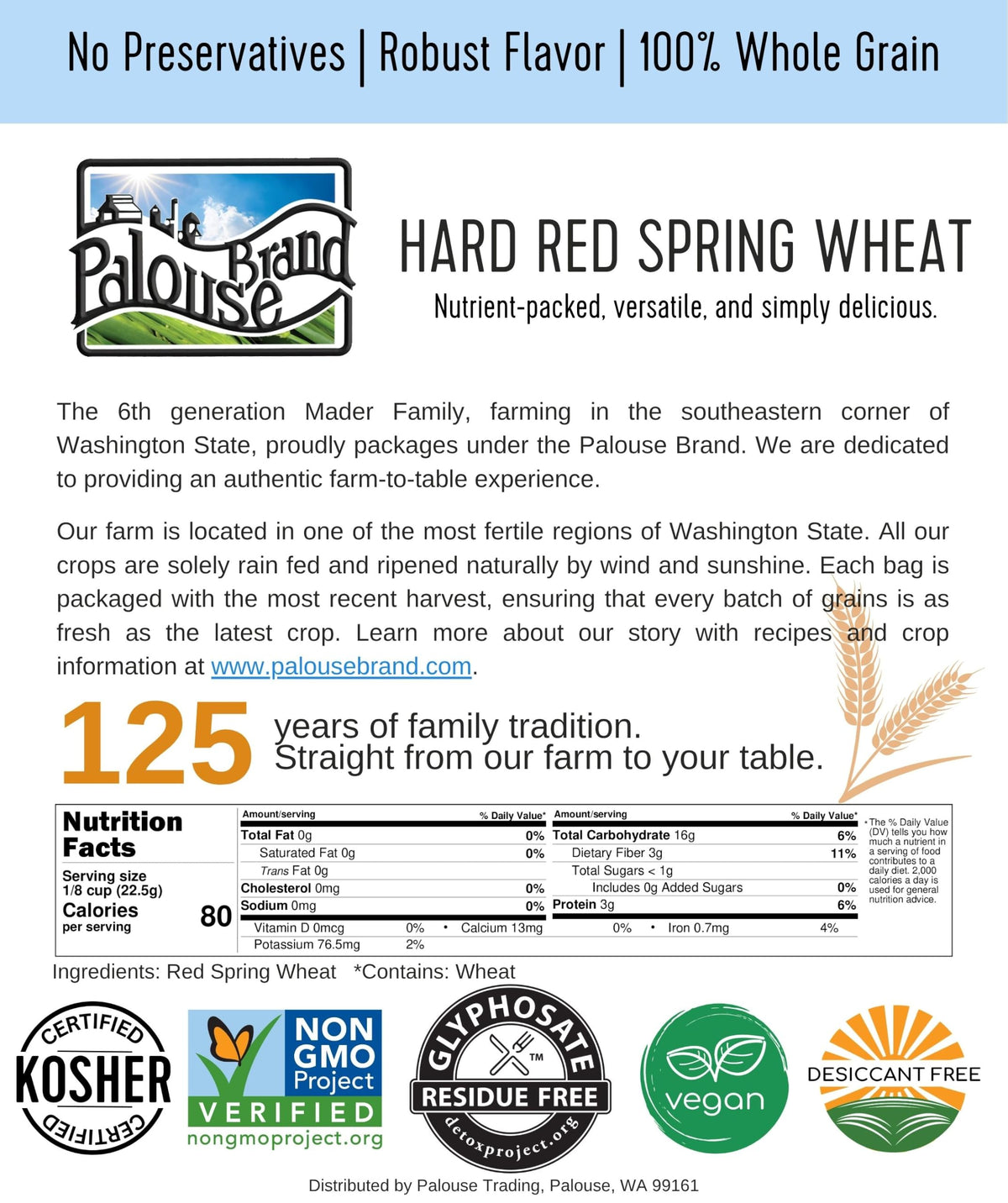 Hard Red Spring Wheat Berries 25 LBS Bag S383