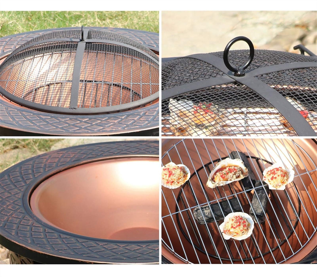 Wood-Burning Fire Pit Bowl with Spark Screen B41880