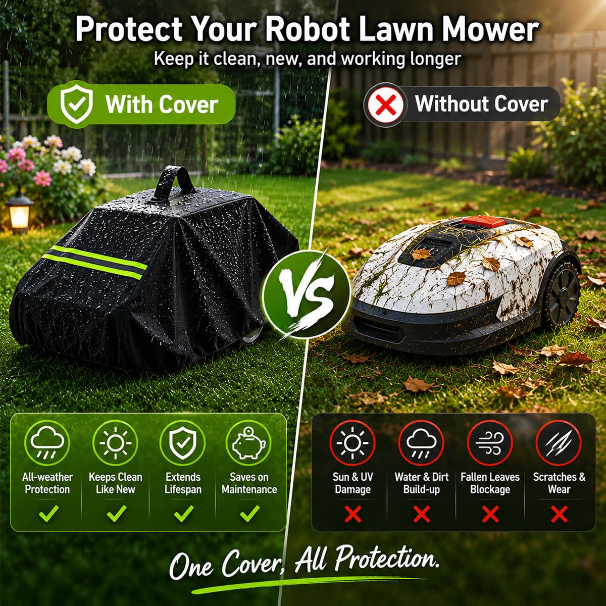 Robot Lawn Mower Cover 600D Oxford Fabric with Reflective Strip Orange E797114