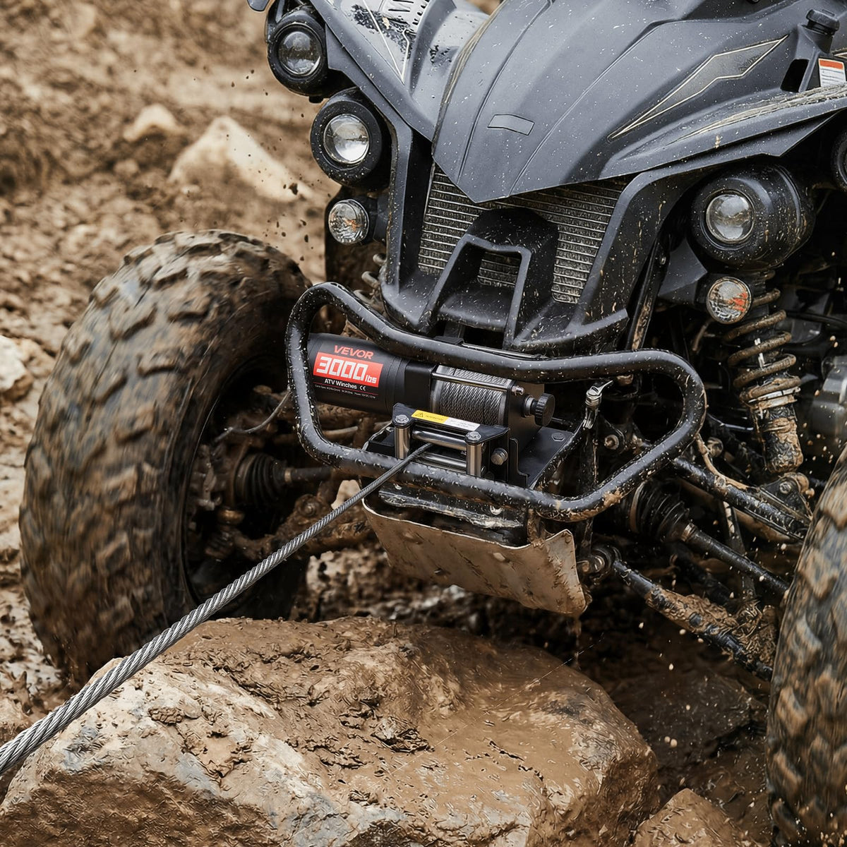 12V DC Electric Winch with Steel Wire Rope and Wired Remote Control Q800