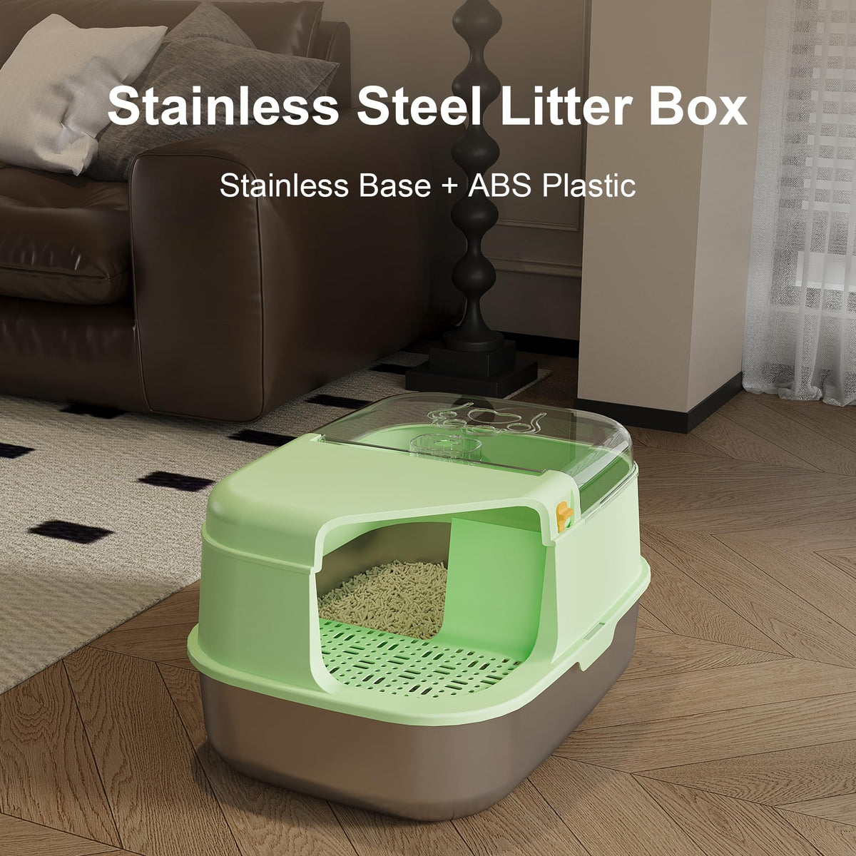3-in-1 Convertible Cat Litter Box with Litter Trapping Grid W839