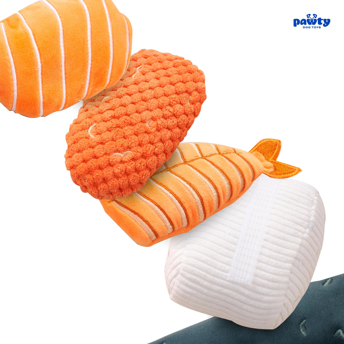 Plush Squeaky 3-Piece Sushi Dog Toy Z605036