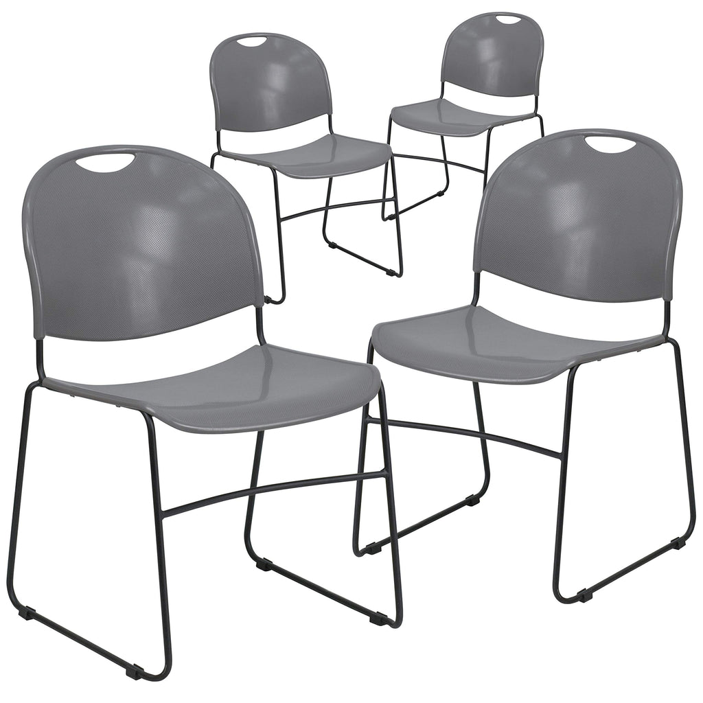 Gray 4 Pack Stack Chair with Black Frame J745
