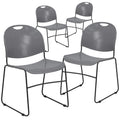 Gray 4 Pack Stack Chair with Black Frame J745