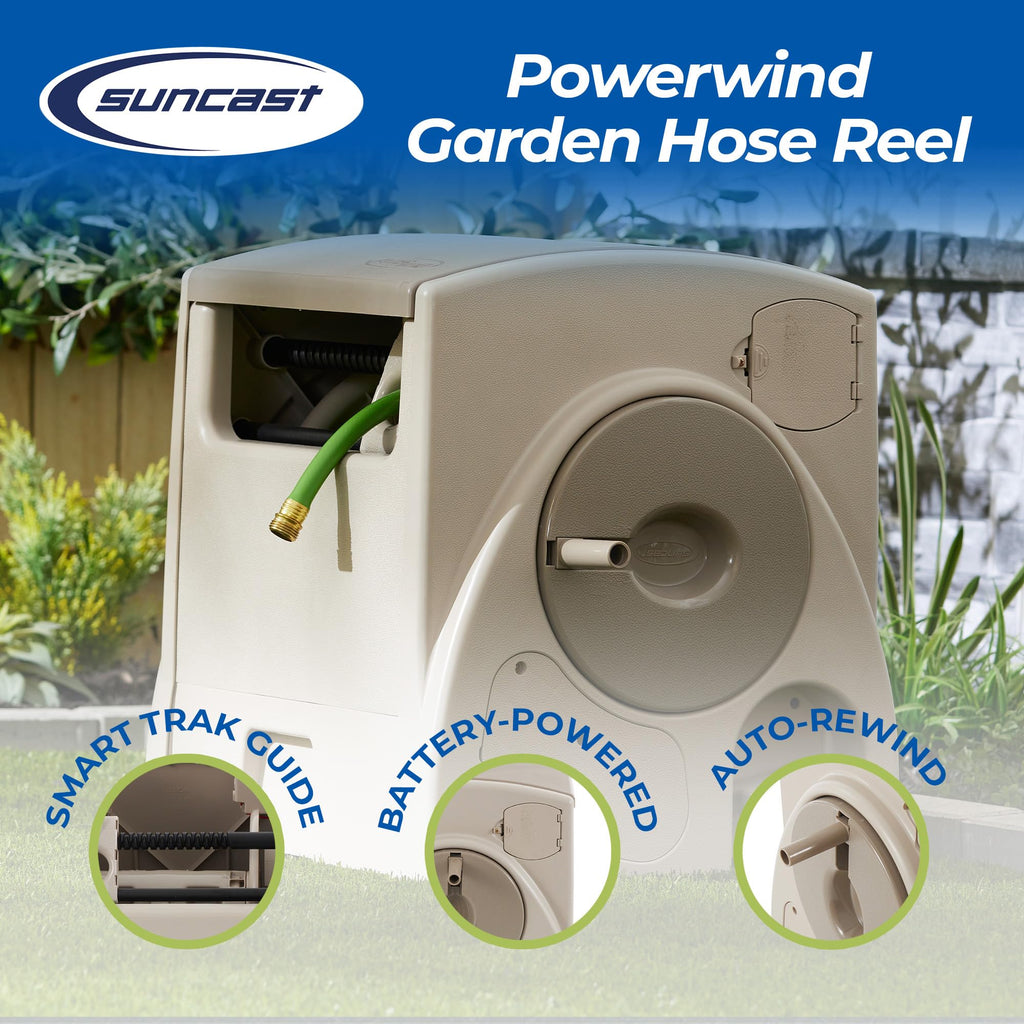 Automatic Rewind Garden Hose Reel, 100 ft. 5/8 in. Vinyl Hose Holder G7357