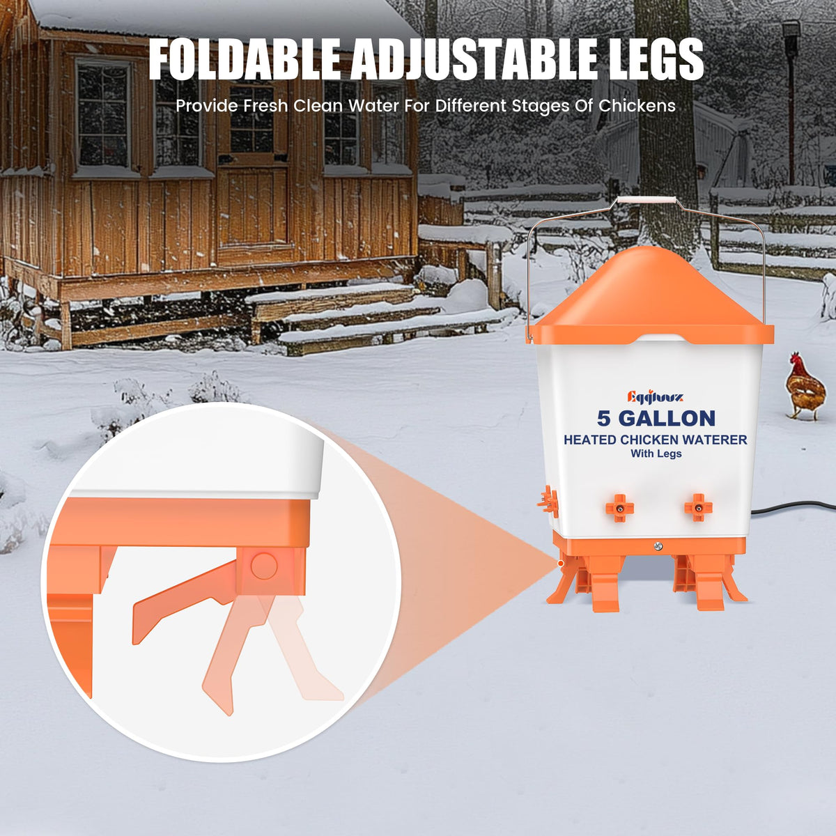 Heated Chicken Waterer 5 Gallon Thermostatically Controlled P7655