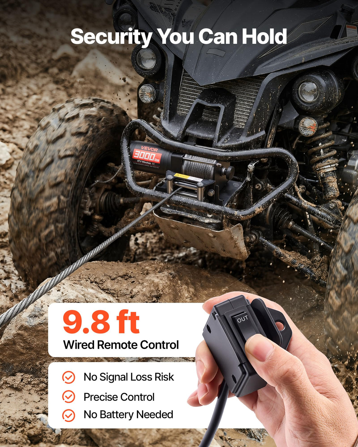 12V DC Electric Winch with Steel Wire Rope and Wired Remote Control Q800
